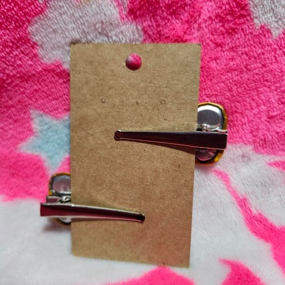 Yellow Monster Tab Hair Clip Set - Picture 2 of 2